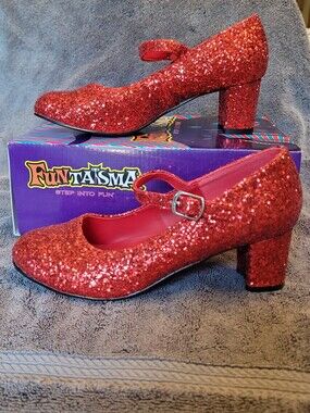 Funtasma Maryjane-50G Ruby Red Glitter Mary Jane Heels - Dorothy Costume Shoes